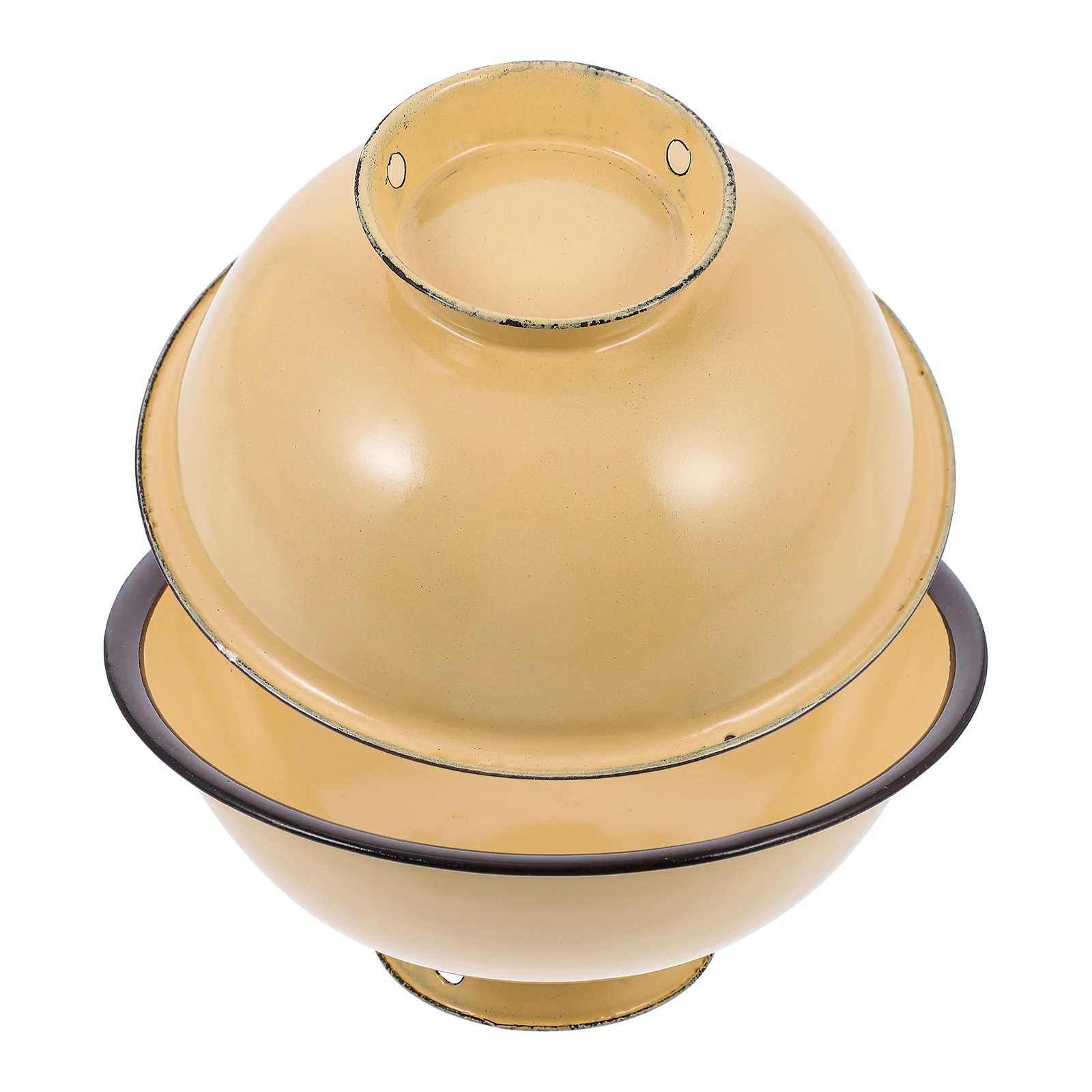 

2Pcs Multipurpose Enamel Bowl Vintage Household Basin Kitchen Storage Plate Food Container Household Storage Bowl