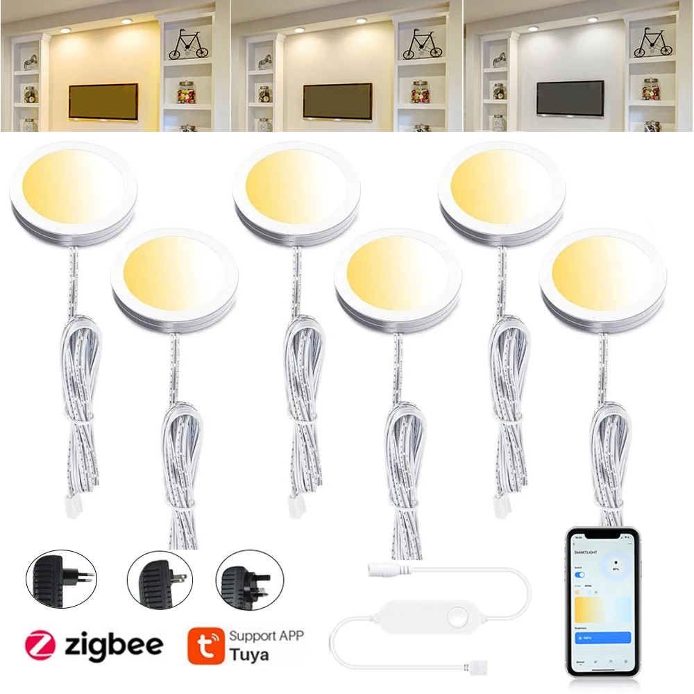 

Tuya Zigbee CCT светодиодный светильник под шкафом, сделай сам, мебель, винный шкаф, витрина, декоративная лампа для шкафа, asystent Google Alexa