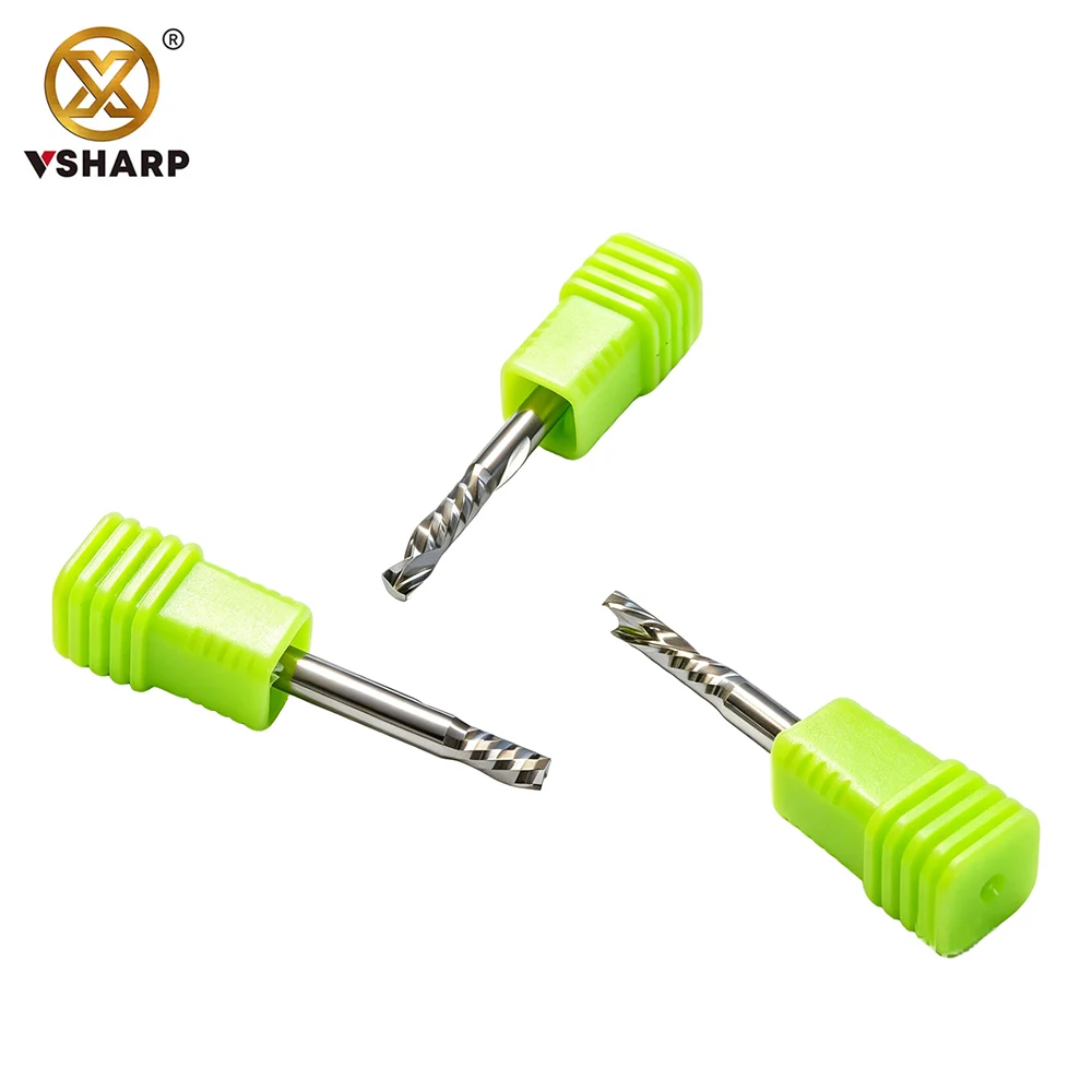 

Vsharp CNC Single Left Spiral End Mill 1 Flute Down Cut Bit 4mm Shank Engraving Milling Cutter for Wood Acrylic