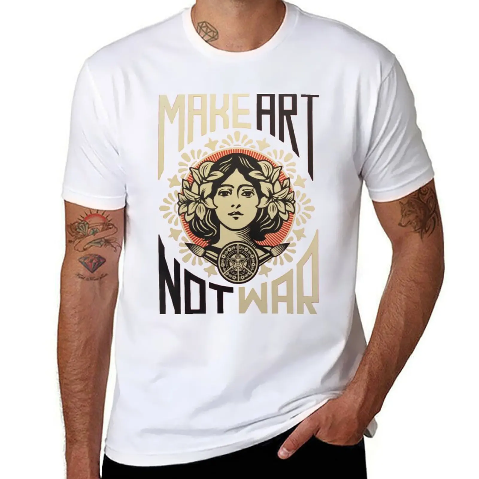 

Make art, not war T-Shirt mens graphic t shirts cotton t shirts man 100% T-Shirt