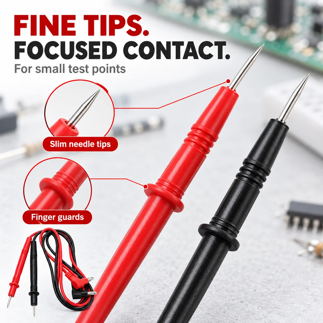 Multimeter Test Leads, 1000V/20A Gold-Plated Probe Tips, for Electrical Testing and Repair, Multimeter Probe Cables