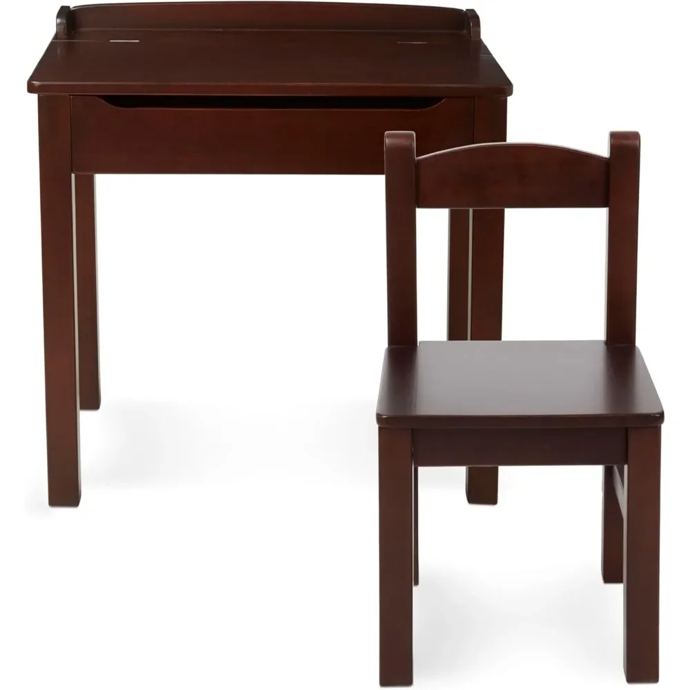 Wooden Lift-Top Desk & Chair - Espresso - Children's Furniture, Toddler Desk And Chair Set, Activity Desk For Toddlers