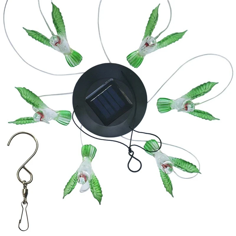 Humming Bird LED Solar Light Romantic Windbell Wind Chime String Lamp Pendant Color Changing for Garden Patio Yard Decor Lamp