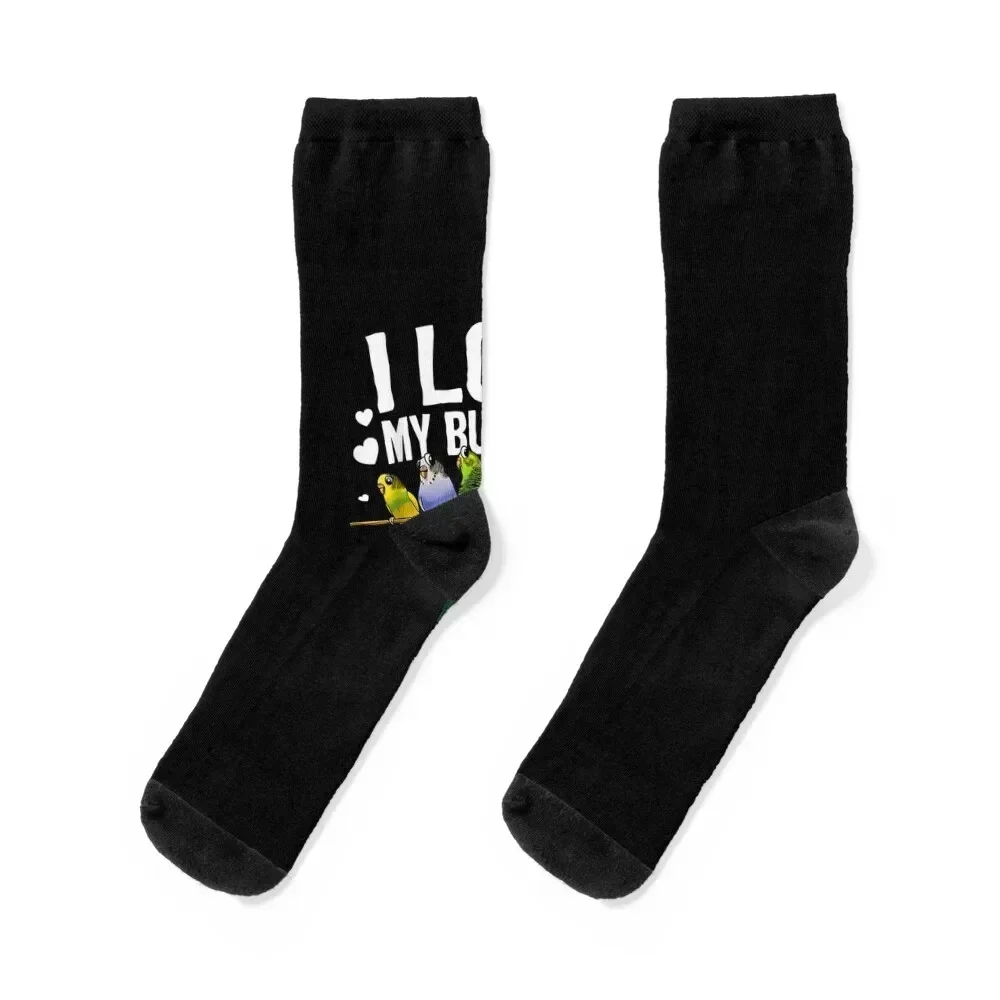 Cute Budgie Design For Men Women Parakeet Parrot Bird Lovers T-Shirt Socks loose warm winter Toe sports Socks For Women Men's
