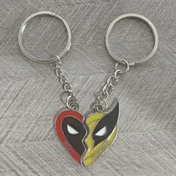 Mavel Deadpool e Wolverine Best Friends Portachiavi Set Portachiavi con ciondolo abbinato a cuore diviso per donna Uomo Regalo di gioielli cosplay