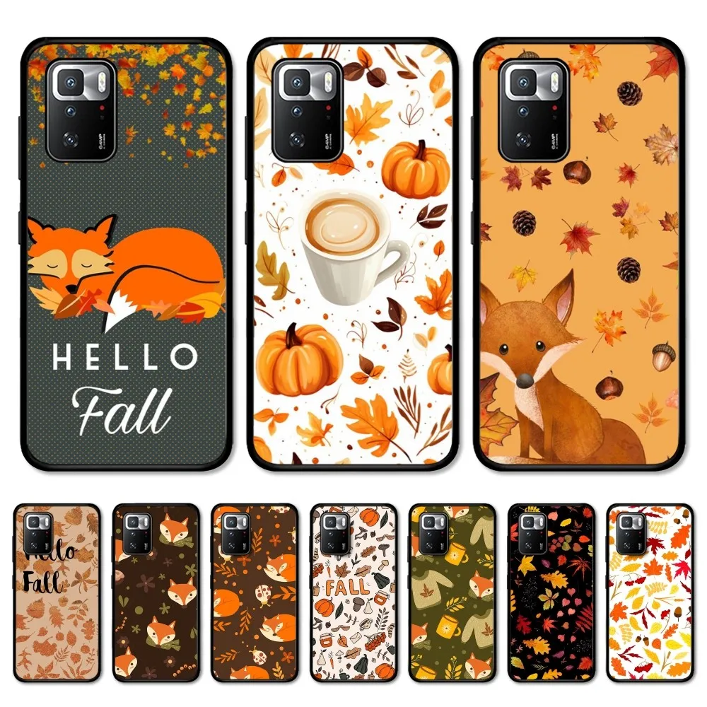 Autumn Leaves Fall Fox Pumpkin Phone Case For Redmi Note 4 X 5 A 6 7 8 Pro T 9 Pro 9S 10 Pro 11 Pro 11S 11Epro PocoM3pro