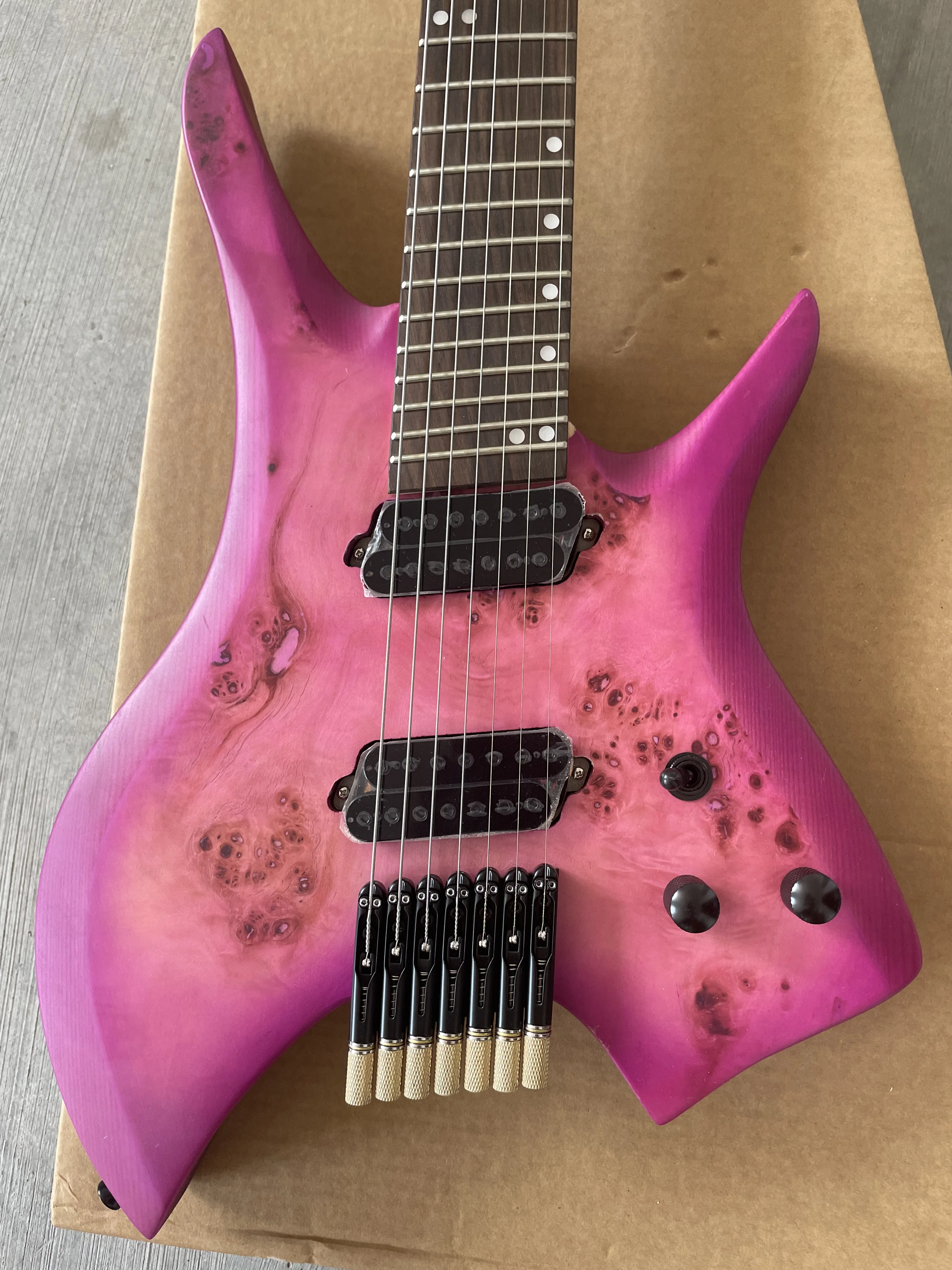 Custom Headless Purple Electric Guitar 7-String