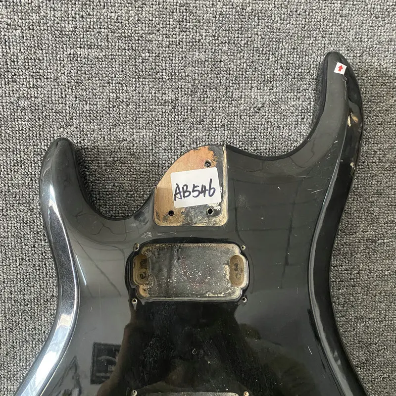 AB564 Left Hand Electric Guitar Black Color Unfinished DIY Guitar Body 2 Humbucker Pickups with Damaged and Dirty for Replace