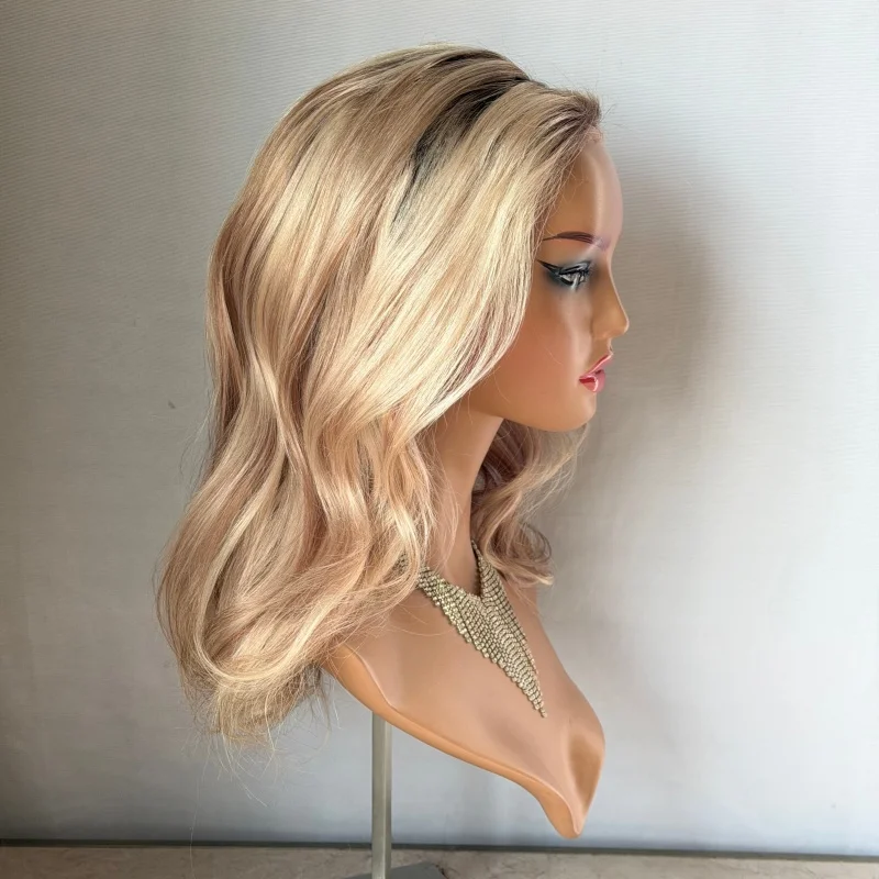 

Real Human Hair Wigs virgin lace frontal Wigs for Women Ombre Blonde Golden Colored Cheap Sale Clearance Natural WAvy Glueless