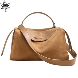 Nuova collezione Coffee Color Pillow Tote 2 taglie Luxury Matte Suede Cow Leather borsa a tracolla da donna borsa invernale per uso quotidiano