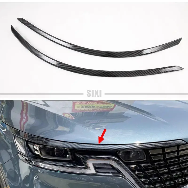 for Kia Carnival Sedona KA4 2021 2022 headlight eyebrow ABS cover carbon fiber pattern decoration modification cover