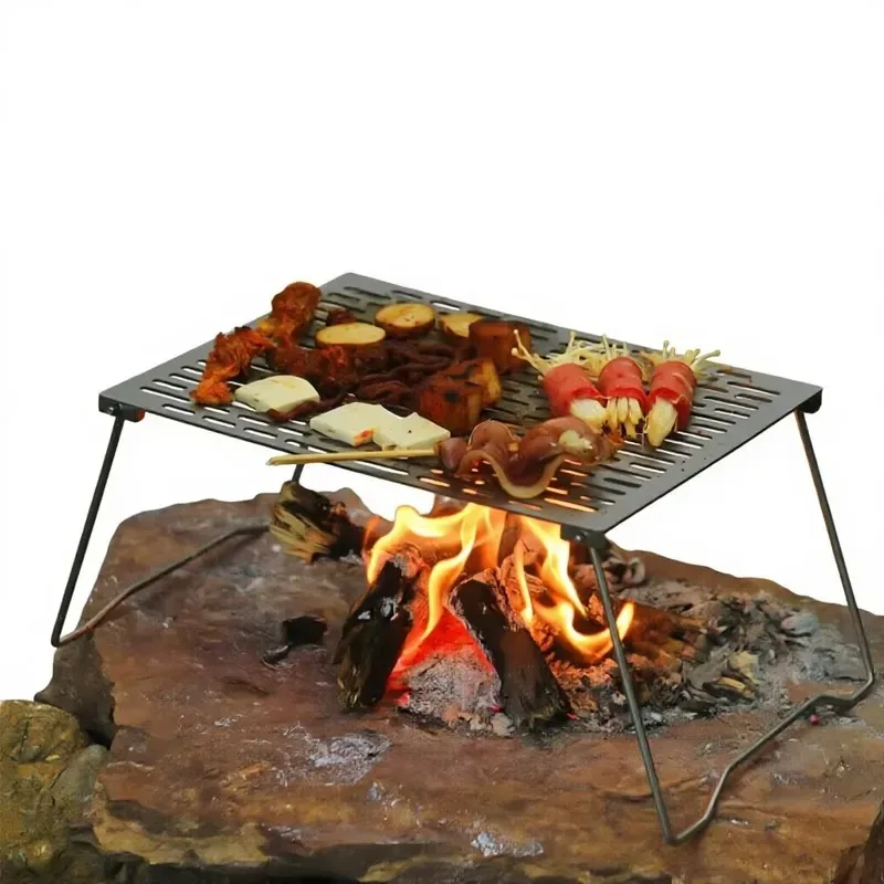 Portable Foldable Outdoor Charcoal BBQ Tray Pure Titanium Square Grill Tool Accessories