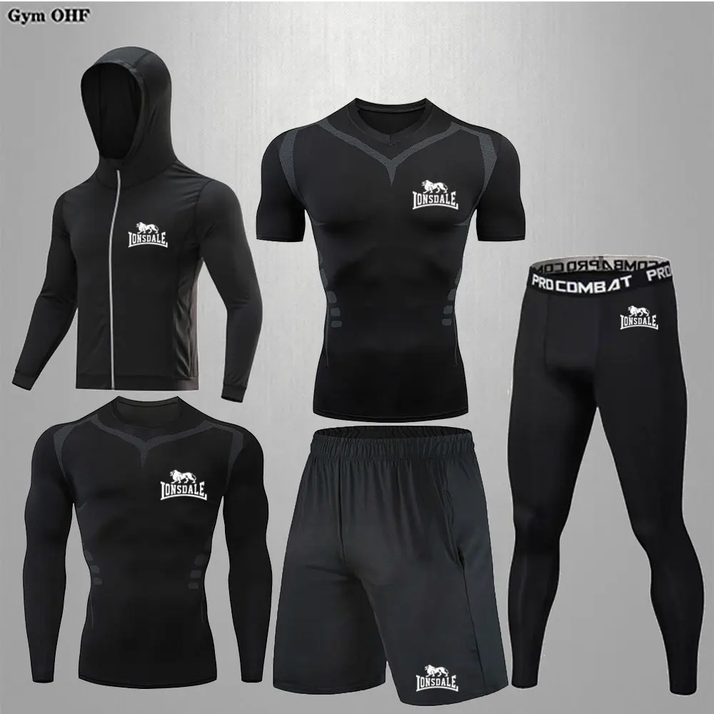 Man Compression Sports Suit Quick Drying Perspiration Fitness Training MMA Kit Rashguard Male Sportswear Jogging Running Clothes