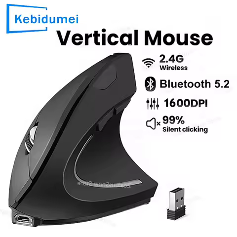 2.4G Vertical Wireless Bluetooth 5.0 Mouse Ergonomic Rechargeable 1600DPI Mause Portable PC Gamer For Computer Laptop Notebook