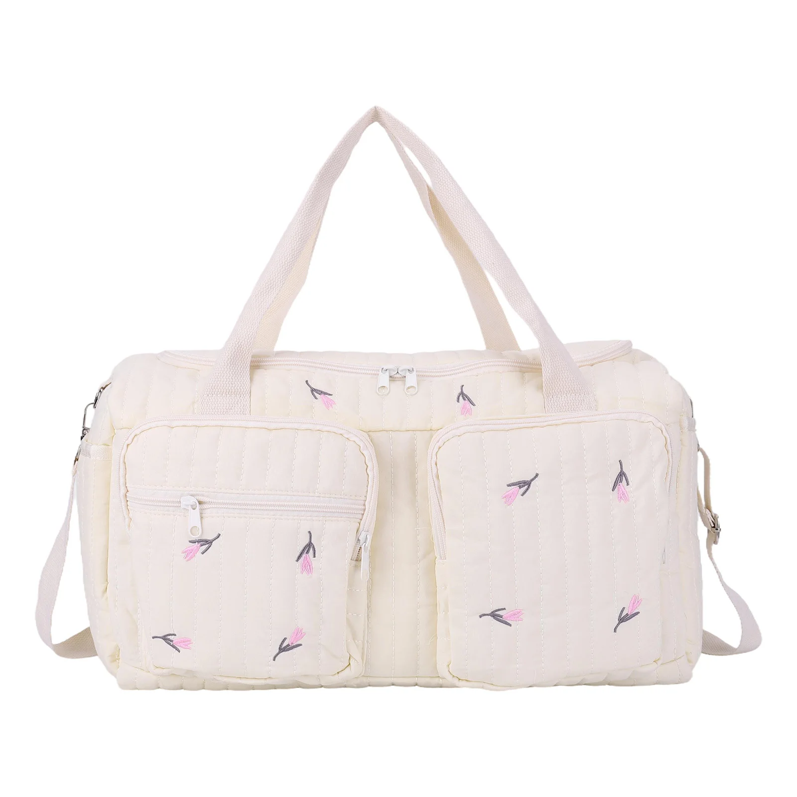 

Quilted Baby Diaper Bag Large Capacity Baby Bag Cute Duffle Bag for Hospital and Weekender Travel