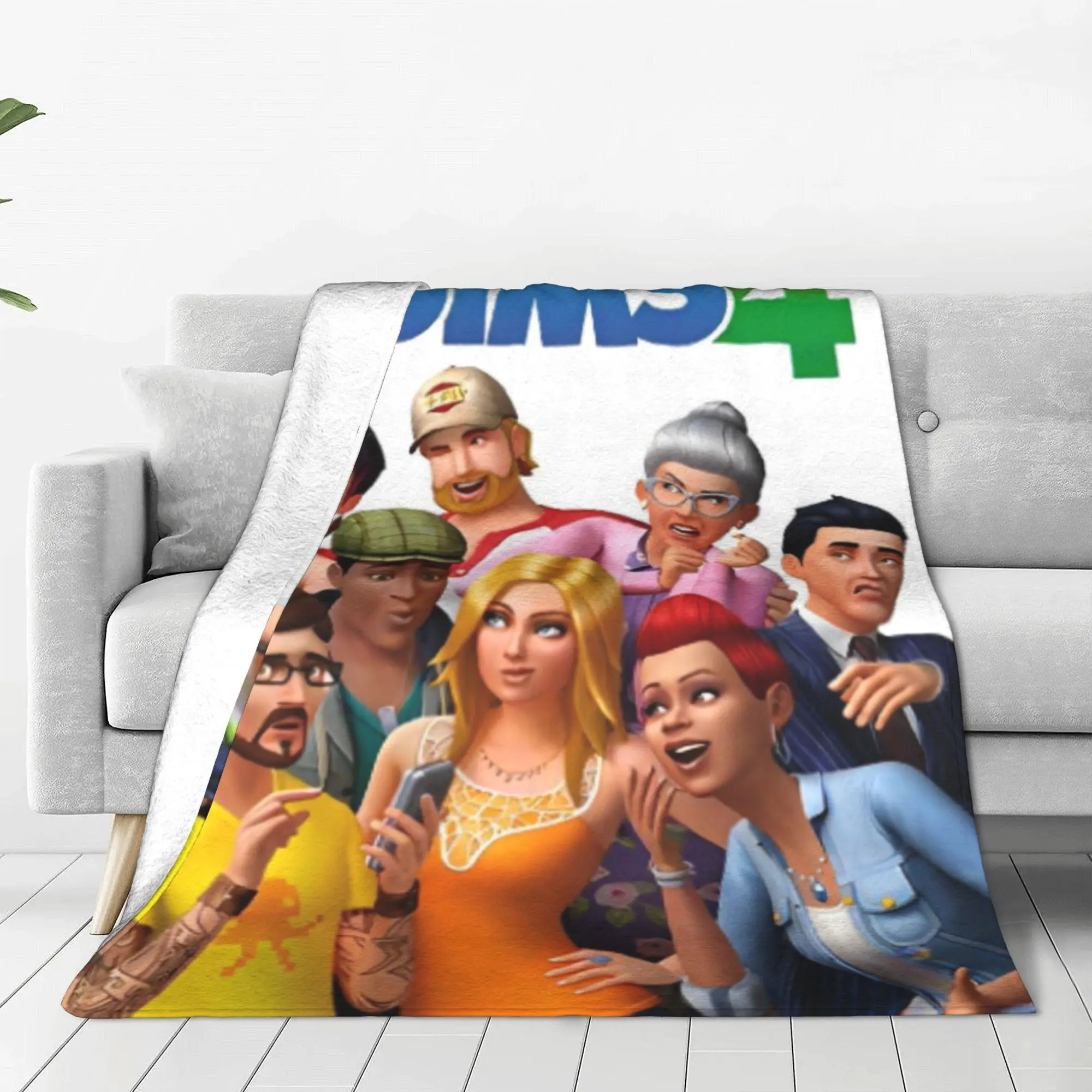 Sims 4 Plumbob Video Game Flannel Throw Blanket Plumbob Cartoon Blanket Sofa Office Ultra-Soft Plush Thin Quilt Multi-function