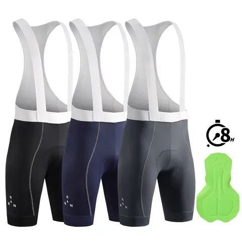 RION Cycling Bib Shorts Men Mountain Bike MTB Tights Night Biking UPF50+ Bike Clothes Road Riding Dolomiti Pads High Visibility