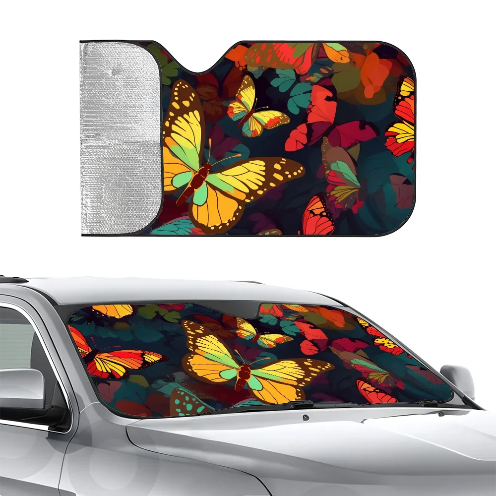 

Butterflies Funny Car SunSha Heat-insulating Aluminum Film Windshield Sunshas UV Rays Blocks Car Sun Visor Protector