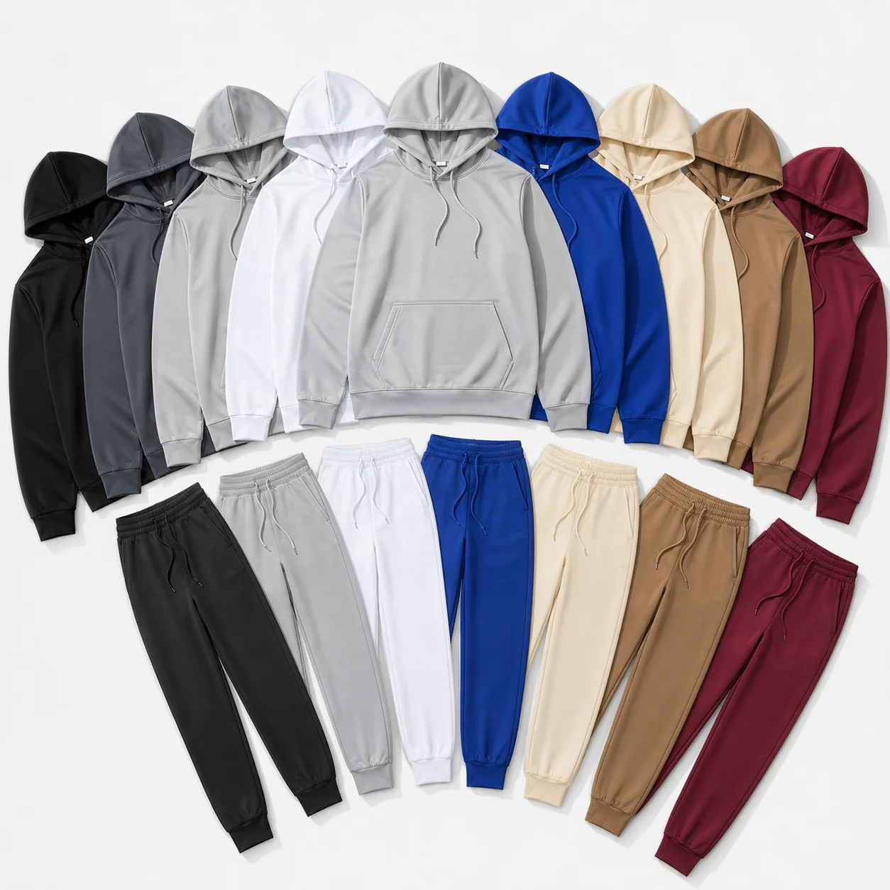 Men's Casual Tracksuit 2 Piece Set 9 Colors Autumn Winter Hoodie Joggers Comfortable Streetwear Sportswear Clothing Outfit Set