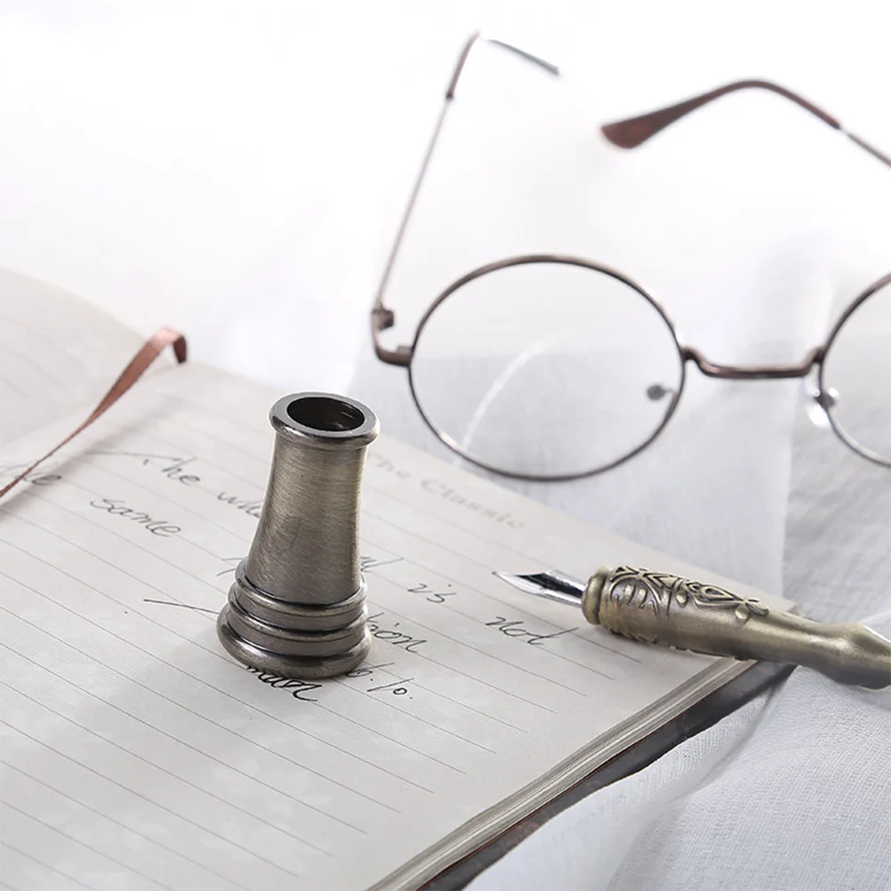 

4Pcs Vintage Style Metal Pen Holder Sturdy Steel Elegant Single Pen Stand for Fountain Quill Dip Pens Office Quill-Pen Support