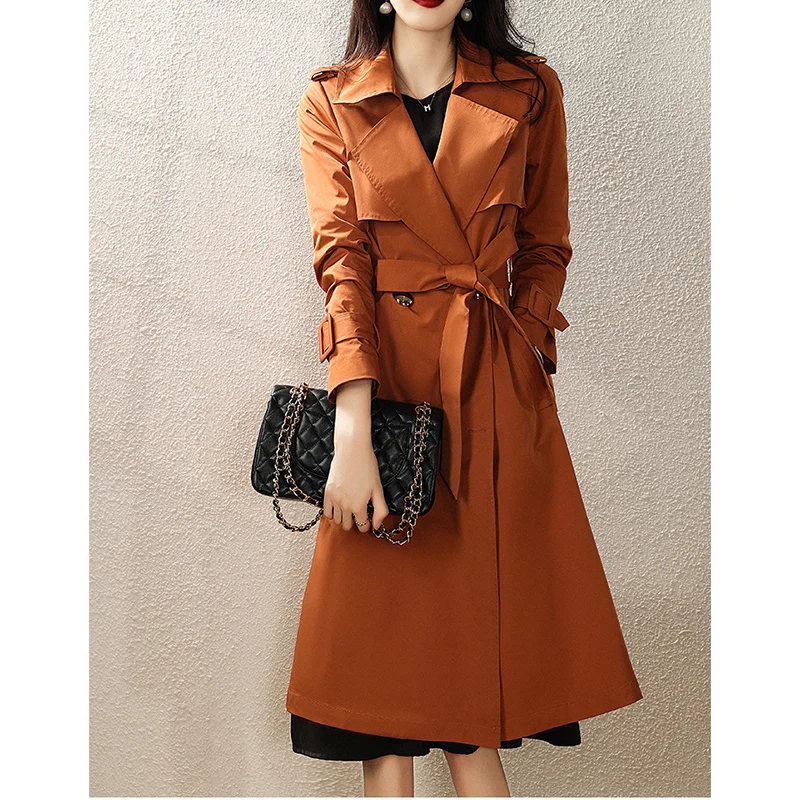 

Chic Trench Coat Women Casual Lapel Long Outerwear Loose Jacket Autumn park Fashion Double-Breasted Windbreaker Street Femme Y2k