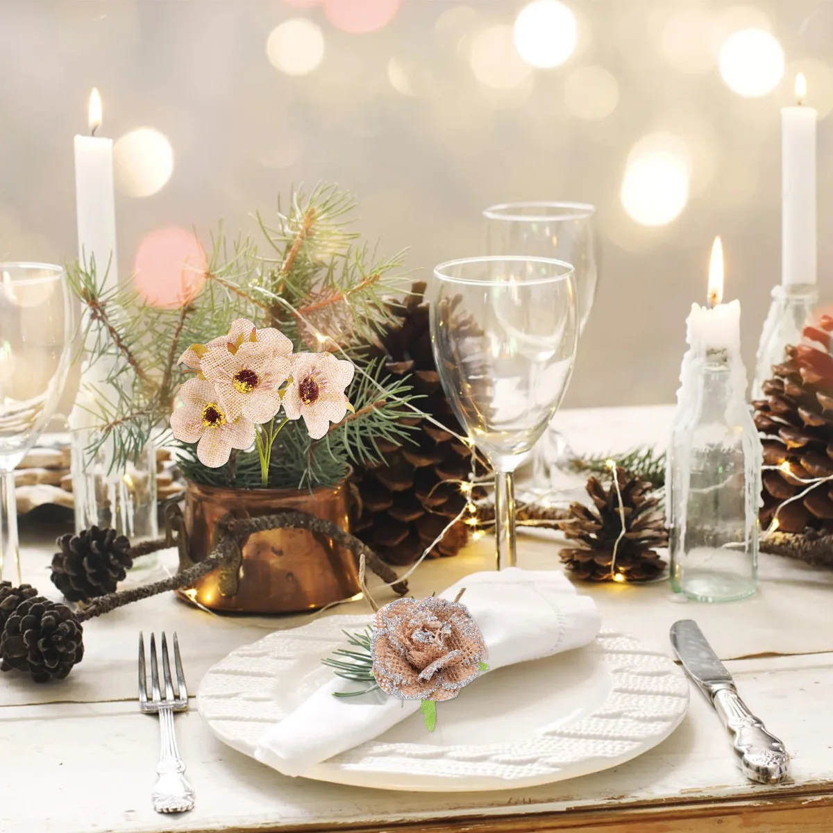 

20Pcs Decorative Burlap Rose Flowers Premium Handmade Linen Blossoms for Home Garden Outdoor Holiday Decoration