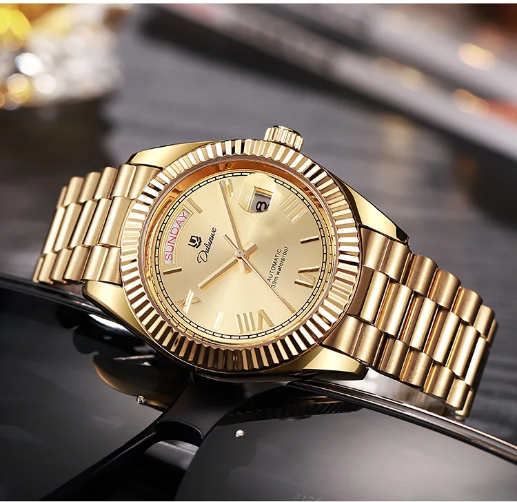 Stainless Steel Business Shell Dial Luminous Waterproof Self-Wind Automatic Mechanical Watch for Men