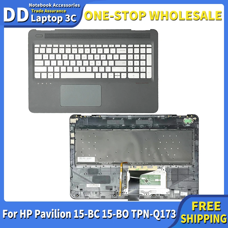 Original New Keyboard For HP Pavilion 15-BC 15-BO TPN-Q173 Laptop Palmrest Upper Case Cover With Backlight Keyboard 858971-001