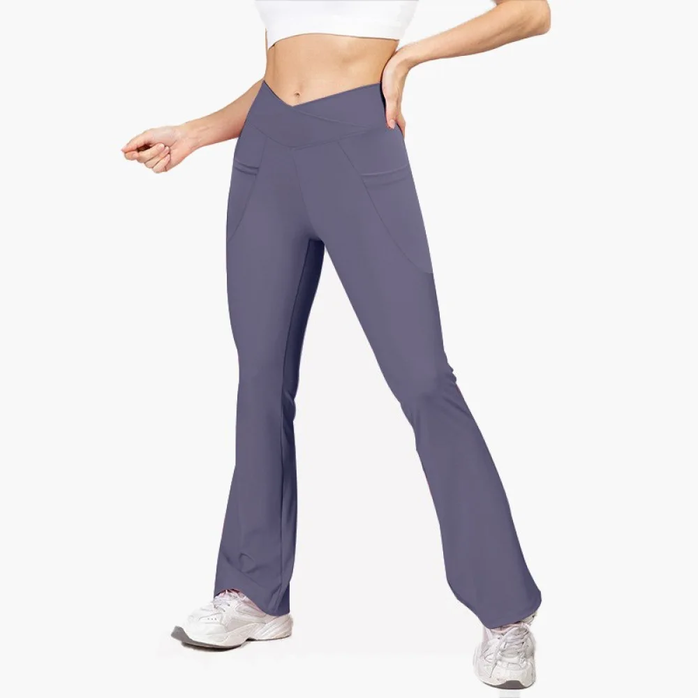Womens Flare Yoga Pants High Waisted Bootcut Athletic Leggings With Pocket Breathable Stretchy Workout Running Fitness Tights