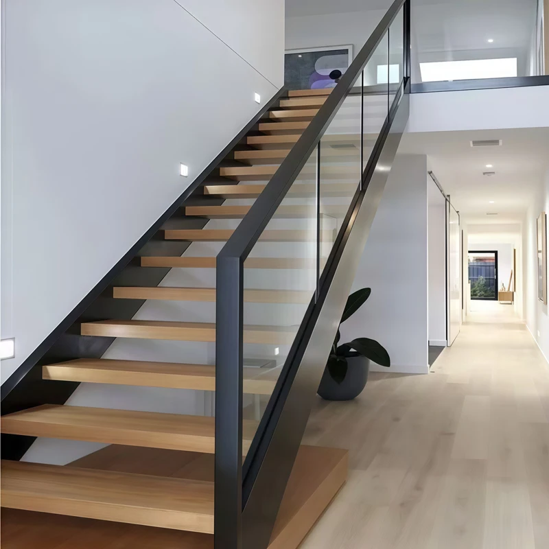 Customization New Straight Stairs Wooden Staircase Floating Straight Stairs Customized Interior Stairs