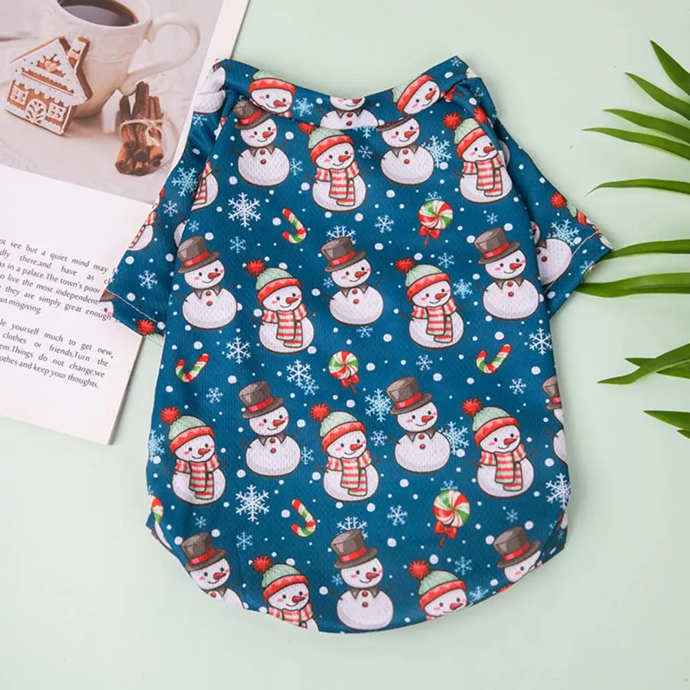 Pretty Pet T-shirt  Print Universal Pet Christmas Vest  Christmas Elements Pet Clothes