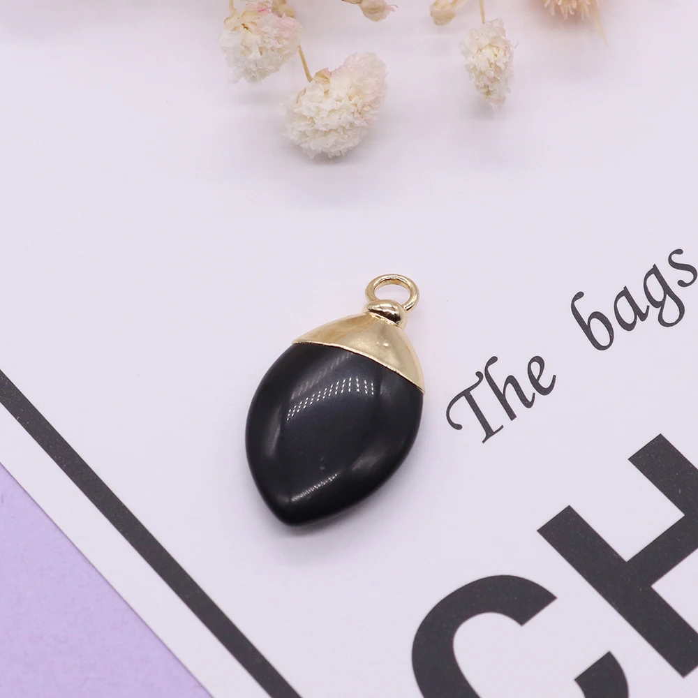 5pcs Natural Horse Eye Marquise Shape Stone Pendants Amethyst Crystal Obsidian Charms Fit Jewelry Making DIY Necklace Earrings