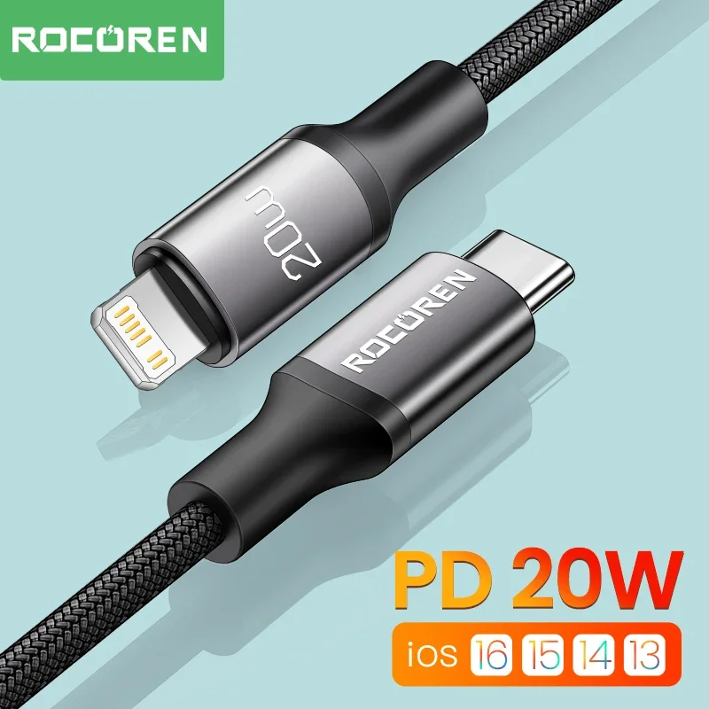 

Rocoren PD 20W USB C Cable For iPhone 14 13 12 Pro Max X XR Mini Fast Charging Charger Type C Cable For iPad USBC Data Wire Cord