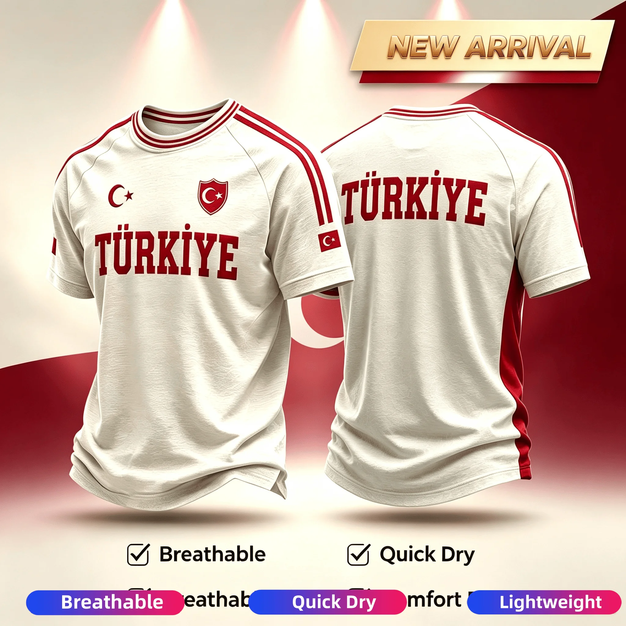 2026 Summer New Men's Turkey 3D Printed Football Jersey Quick Drying Sweatshirt T-shirt Suitable for Daily and Training Wear 26
