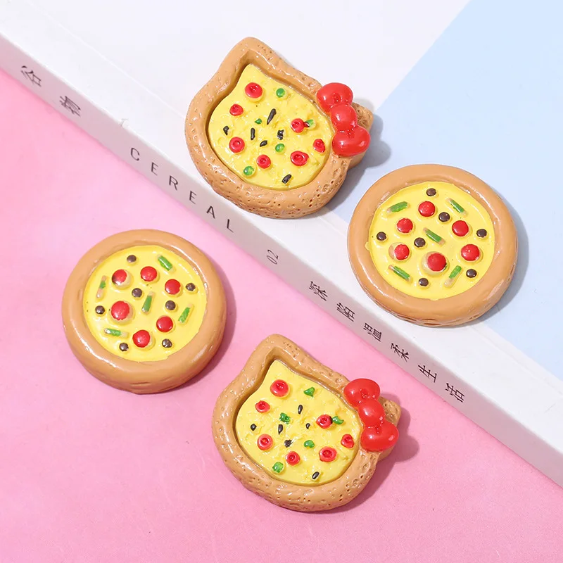 10pcs New Resin Pizza Cabohcons Flatback Kawaii Simulated Pizza Fake Foods Charms for Kids DIY Jewelry Making Accessories