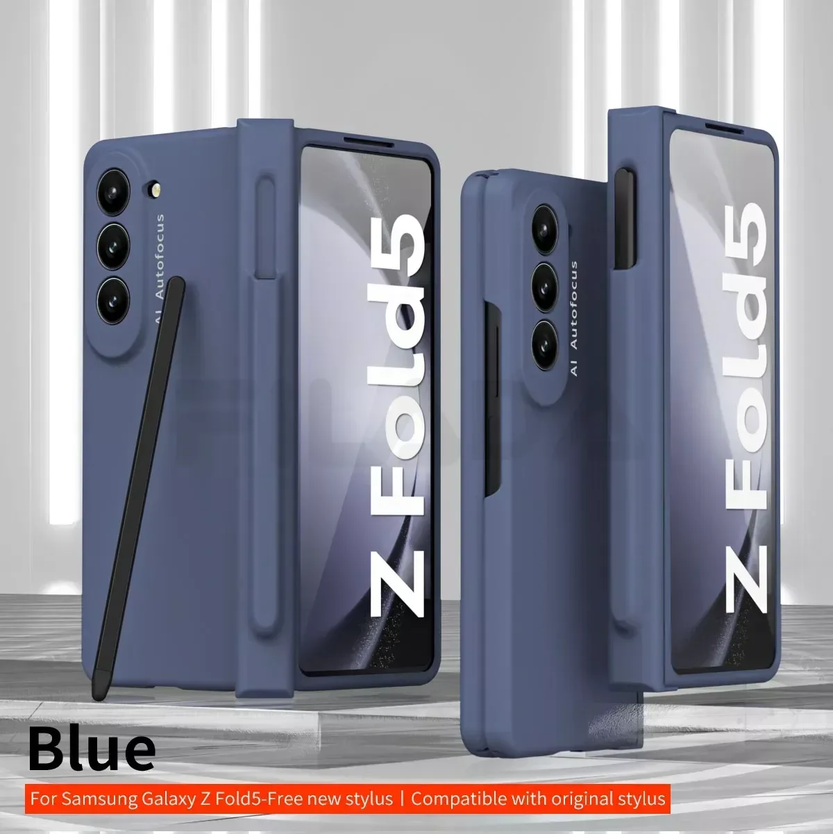 For Samsung Galaxy Z Fold 5 4 Case Skin Friendly Matte Folding Hinge With Pen Holder Tempered Film All-inclusive Protection Case