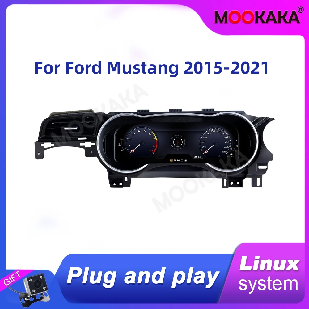 For Ford Mustang 2015-2021 Car LCD Dashboard Digital Cluster Virtual Cockpit Instrument Speedometer Multifunctional Screen Head