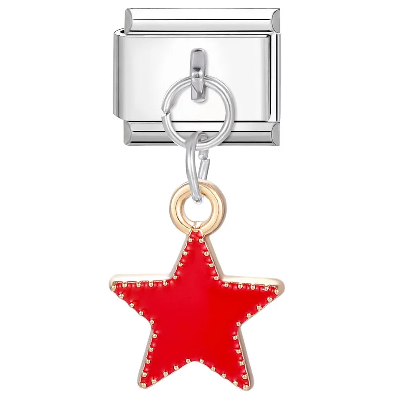 أزياء شخصية DIY أسود أحمر اللون الإيطالي سحر سوار عيون القط المشارب القلب حبة 9 مللي متر سوار مجوهرات من صلب لا يصدأ #6