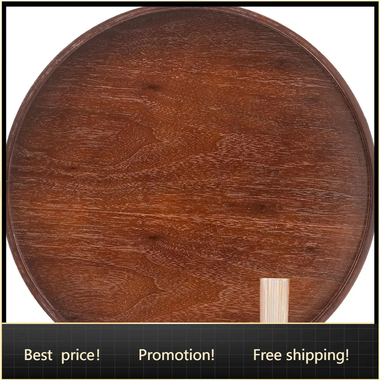 Extra Large Round Solid Wood Serving Tray, Classic Tea Coffee Table Wooden Decorative Ottoman Tray Server for Breakfast in Bed