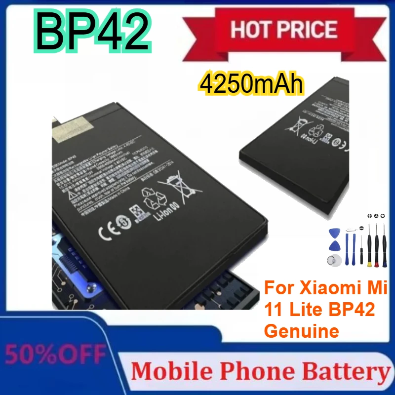 

Новый аккумулятор BP42 для Xiaomi Mi 11 Lite BP42, оригинальные сменные аккумуляторы для телефона Bateria 4250 мАч с инструментами