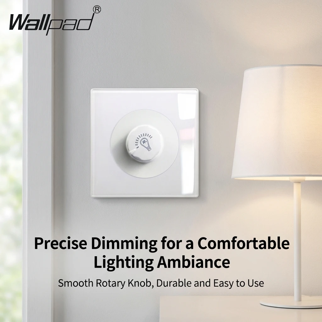 Wallpad 1 2 3 4 Gang Wall Switch White Glass Plate Pass-through 2 Way Blinds Impulse Momentary Light Switch Circle LED Indicator
