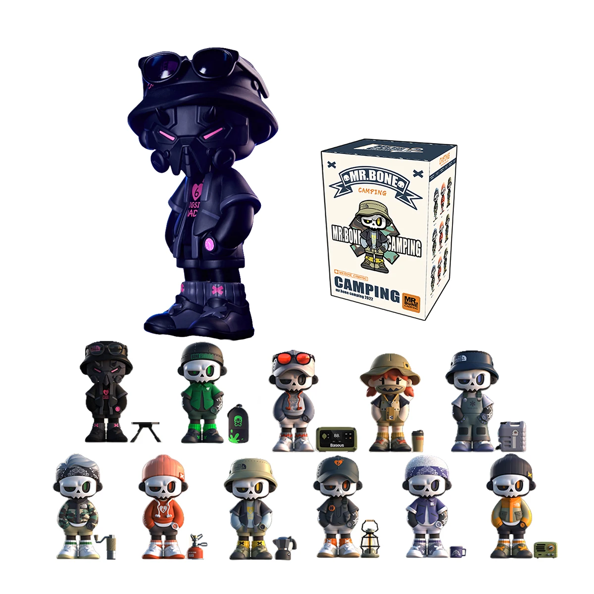 HIPLAY MR.BONE Fourth Generation Camping Mask Set Box Blind Box Figure