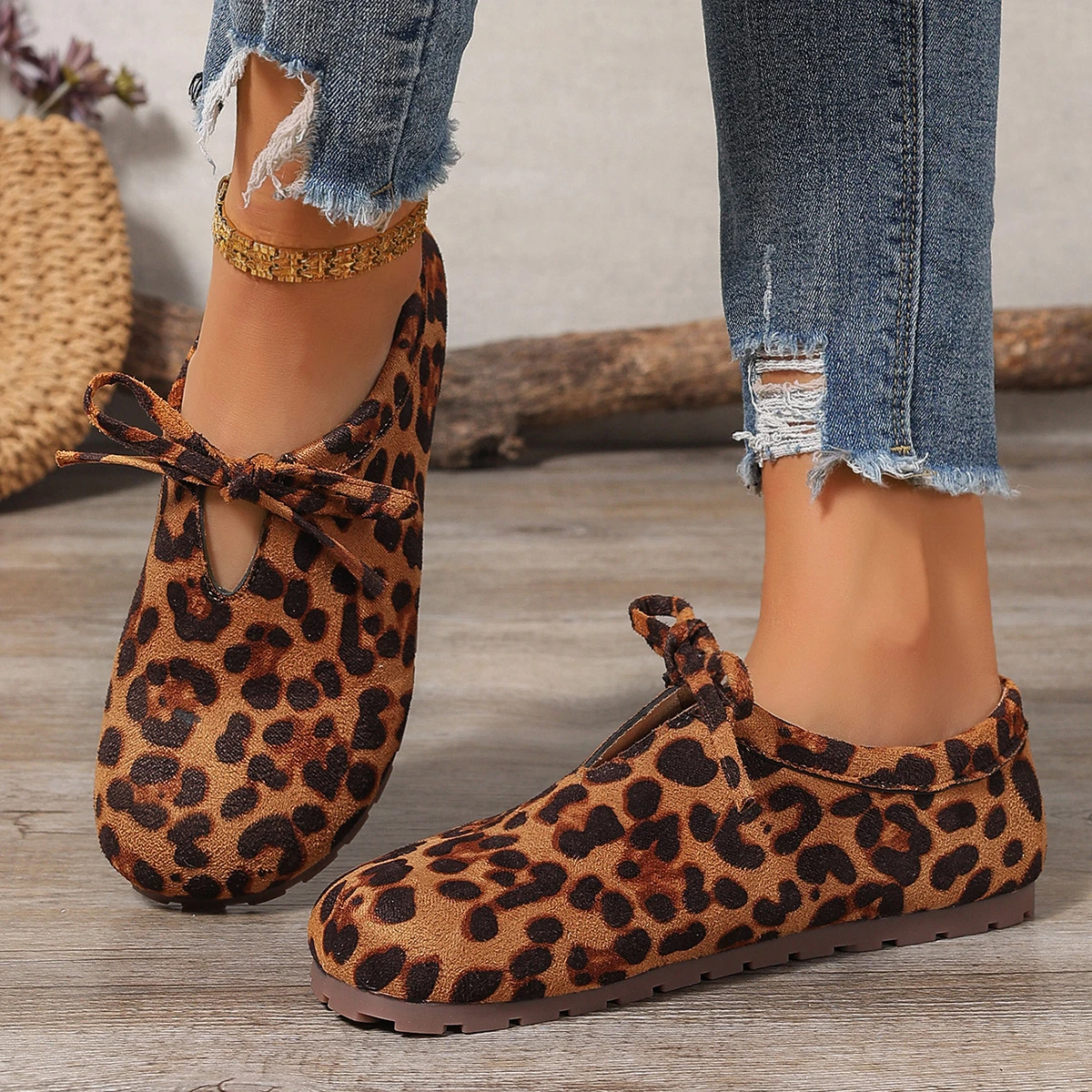 Frauen Wohnungen Frühling Herbst Mode Slipper bequeme elegante lässige Frauen Schuhe Leoparden muster verschleiß feste Einzels chuhe Frauen