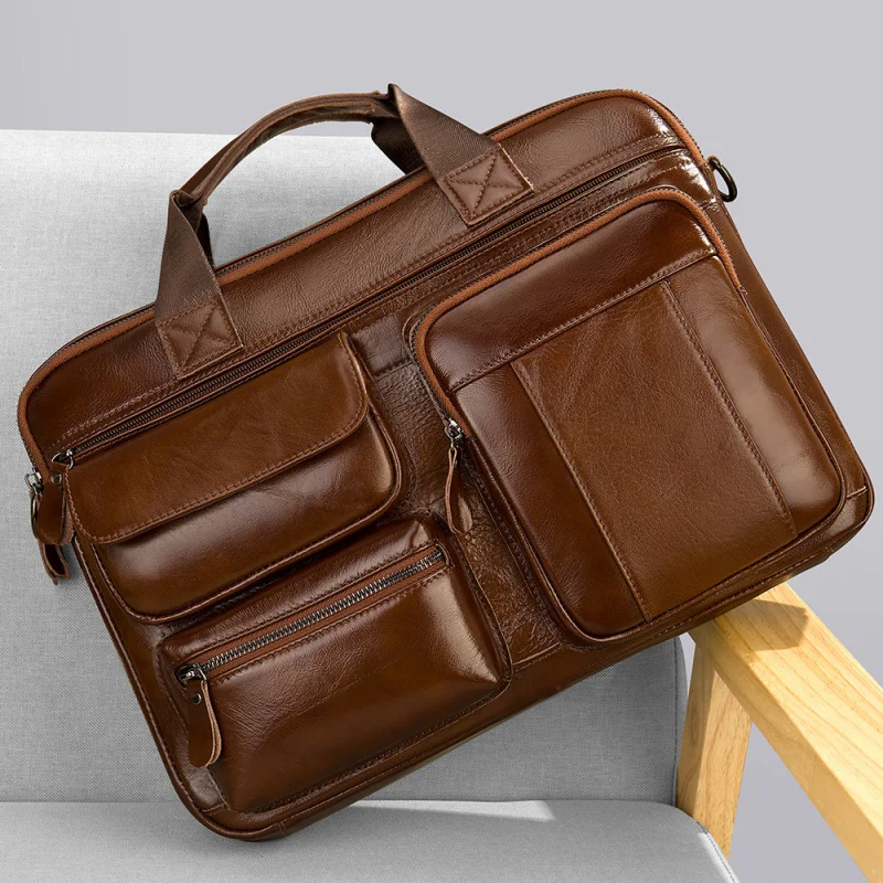 business-travel-commuter-genuine-leather-handbag-top-layer-cowhide-crossbody-briefcase-men's-laptop-bag-retro-briefcase