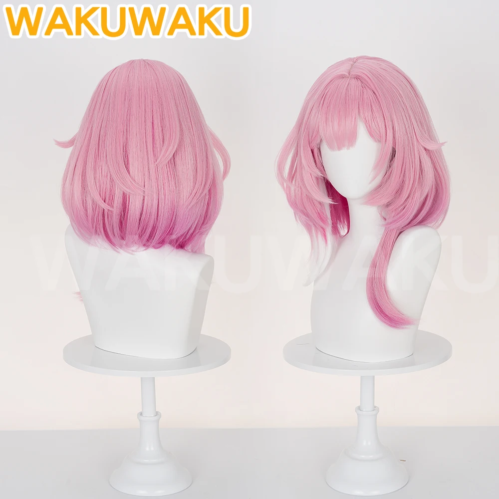 Peluca de Cyrene juego Honkai: peluca de Cosplay de Star Rail WakuWaku HSR mujeres 40cm pelo rosa Cyrene Amphoreus Cosplay gorro de peluca gratis