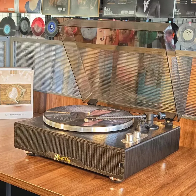MzeliKing Pemutar Rekaman Vinyl Kayu Bergaya Retro dengan Speaker Mikrofon Terintegrasi Daya Keluaran 20W-Tersedia di Luar Negeri
