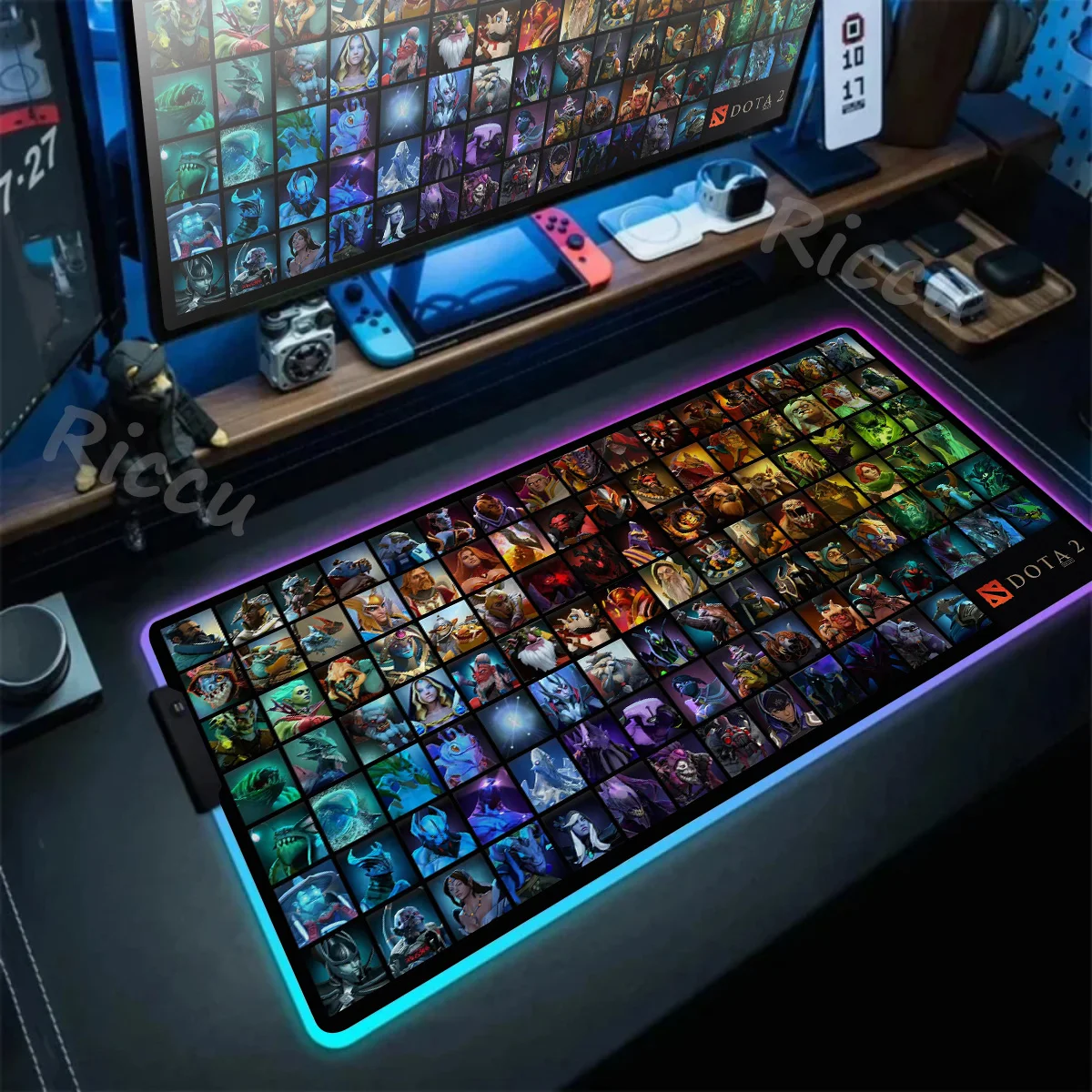 

RGB Gamer DOTA 2 Mouse Pad LED Lighting Large Gaming Accessory Keyboard Pad Non-Slip Base Game Mousepad Big Computer Desk Pad