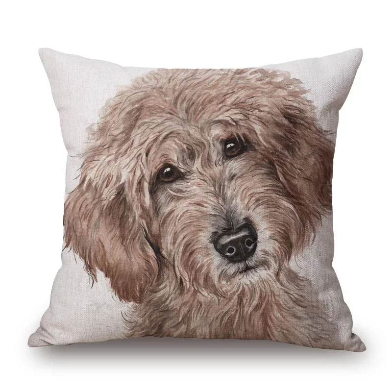 Dog Posters Hand Painting Cushion Covers Labradoodle Deerhound French Bulldog Chestnut Horse Pillow Case