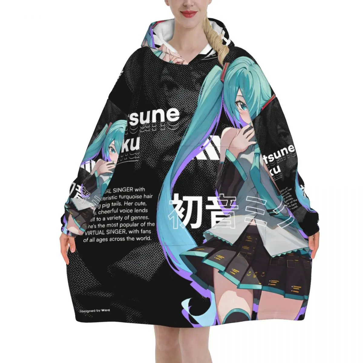 

Хацунэ Мику певица музыка аниме одеяло толстовка большого размера носимый свитшот одеяло теплые подарки для женщин девочек подруга