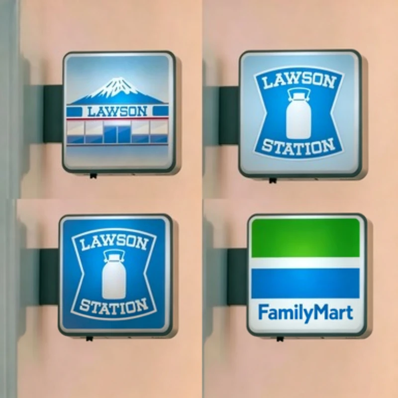 Dotonbori Glico Fuji Mountain Kawaguchiko Town Lawson Advertising Signboard Light Sign Check-in Refrigerator Magnet for Home